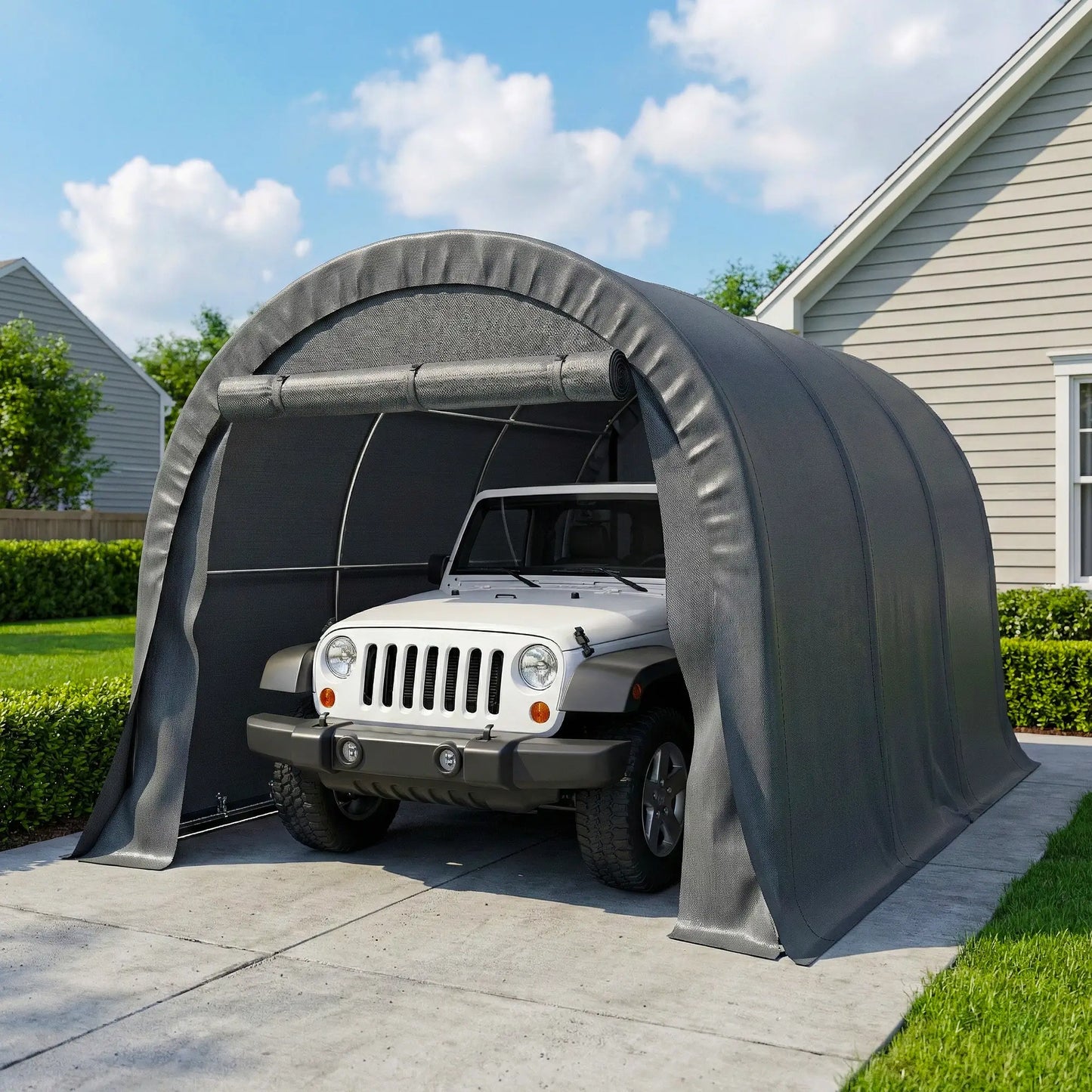 10' x 15' Heavy Duty Carport, Portable Garage Canopy, Dark Grey Car Shelters at Gallery Canada