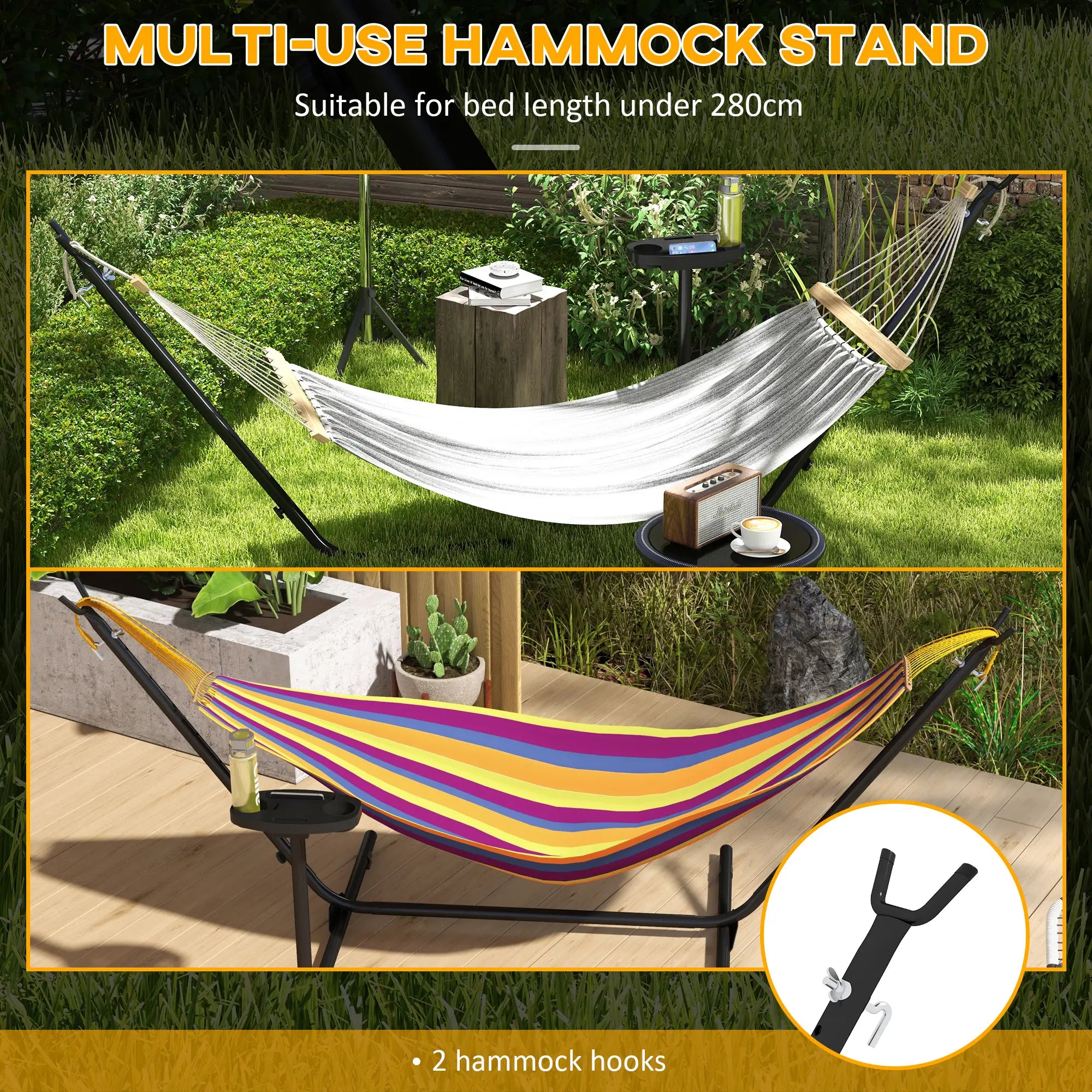 10' Hammock Stand With Side Tray, Steel Frame, Black Hammock Stands at Gallery Canada
