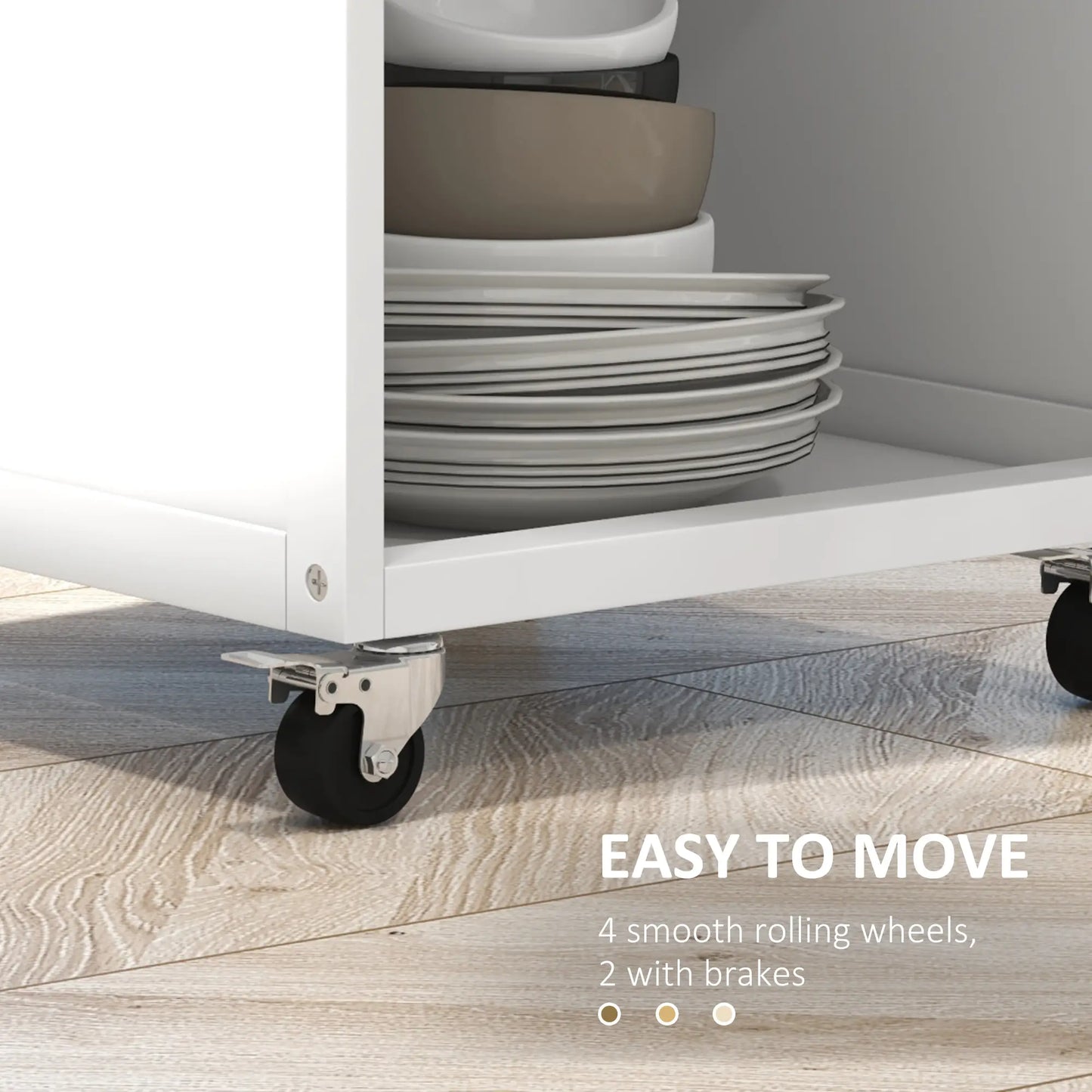 Kitchen Cart on Wheels, Adjustable Shelf, Towel Rack, White Kitchen Islands & Kitchen Carts at Gallery Canada