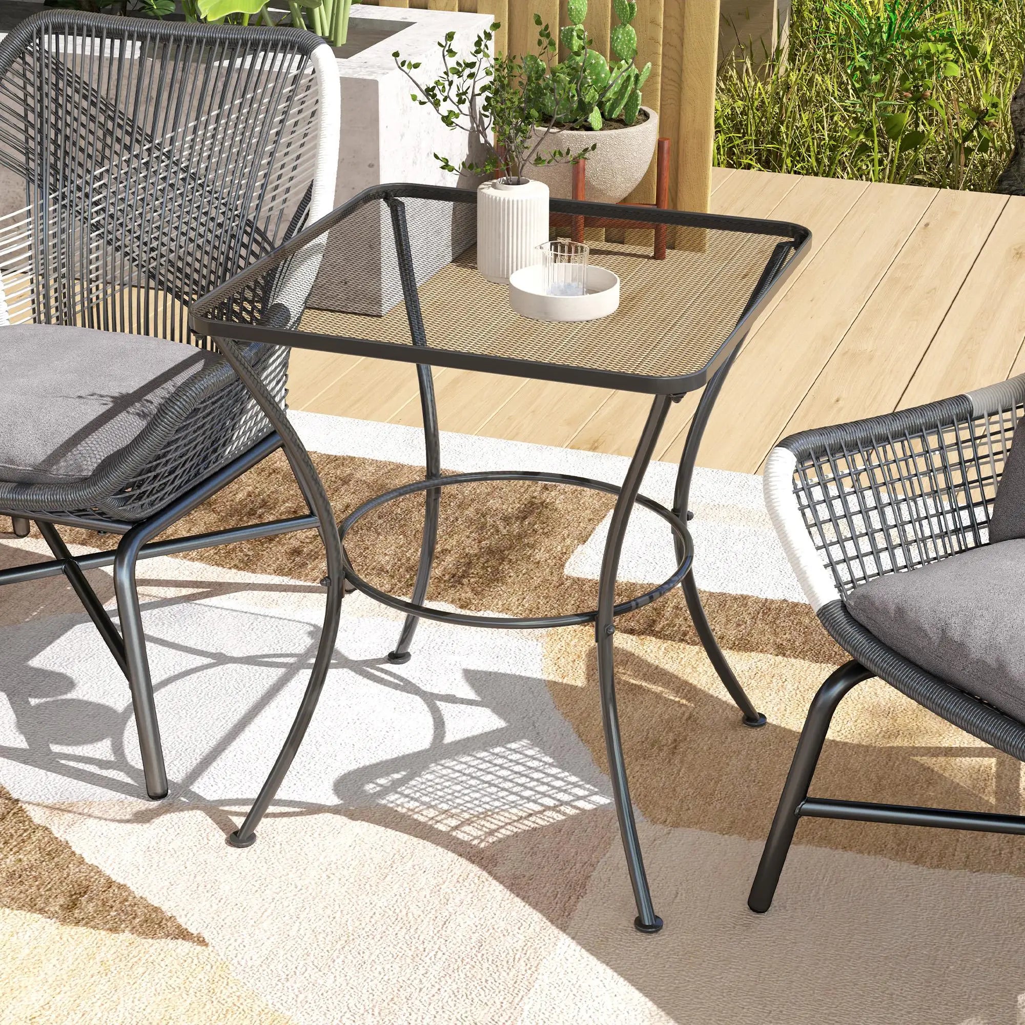 Square Metal Bistro Table, 23.6