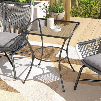 Square Metal Bistro Table, 23.6" x 23.6" x 27.6", Black Patio Side Tables at Gallery Canada