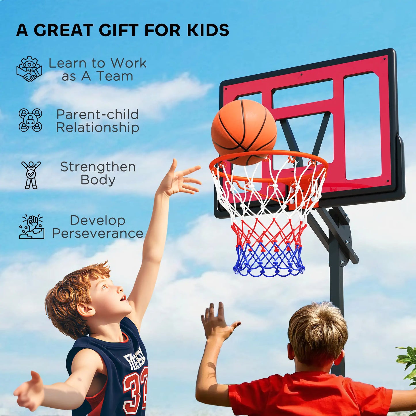 Kids Basketball Hoop, 6.6-8.5ft Adjustable Height, Indoor Outdoor, for 6+ Years Basketball at Gallery Canada