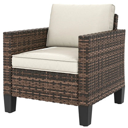 Single Wicker Patio Chair With Armrests, Cushions, Cream White Patio Chairs Brown, Cream White at Gallery Canada