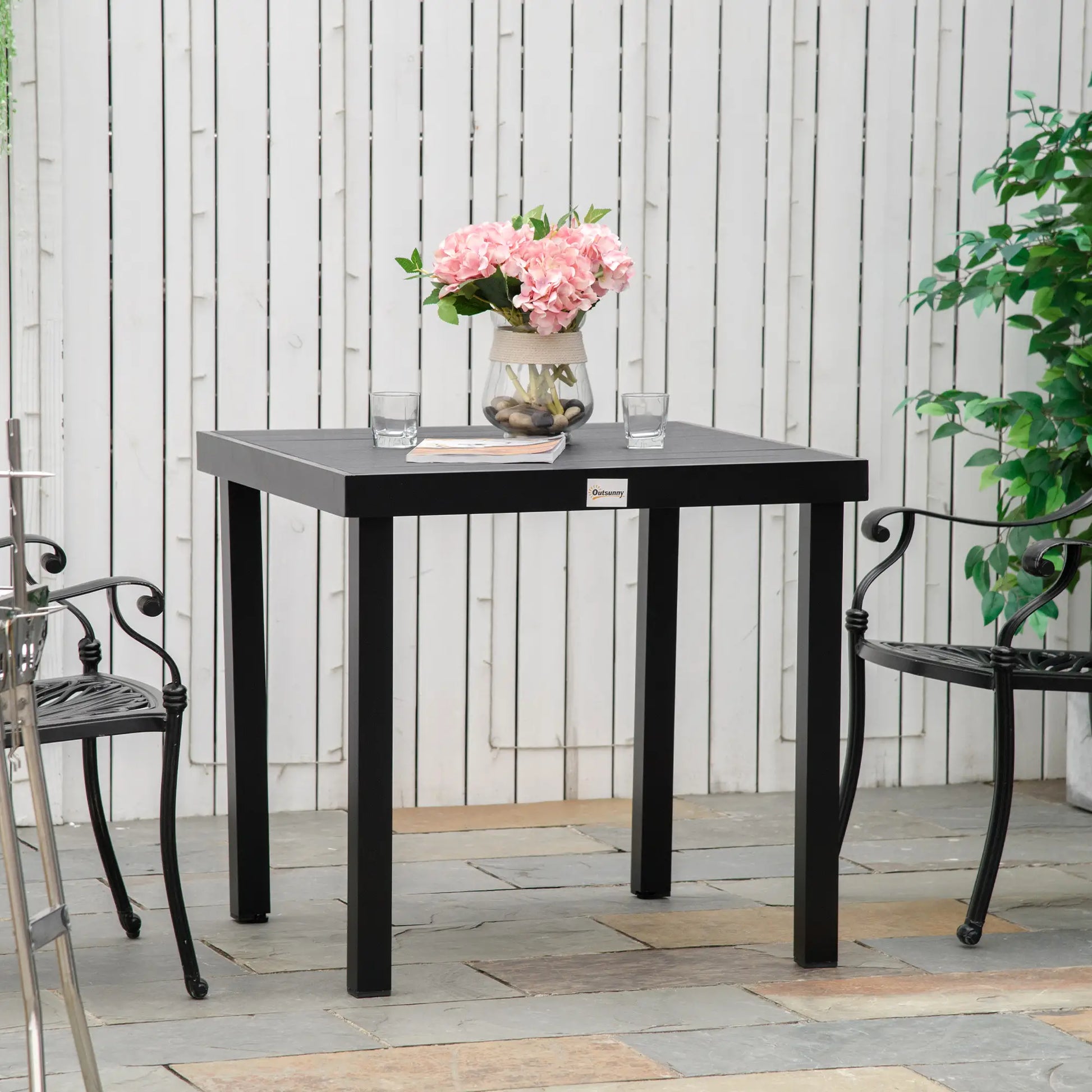 Square Aluminum Patio Dining Table for 4, Outdoor Garden, Black Patio Dinning Tables at Gallery Canada