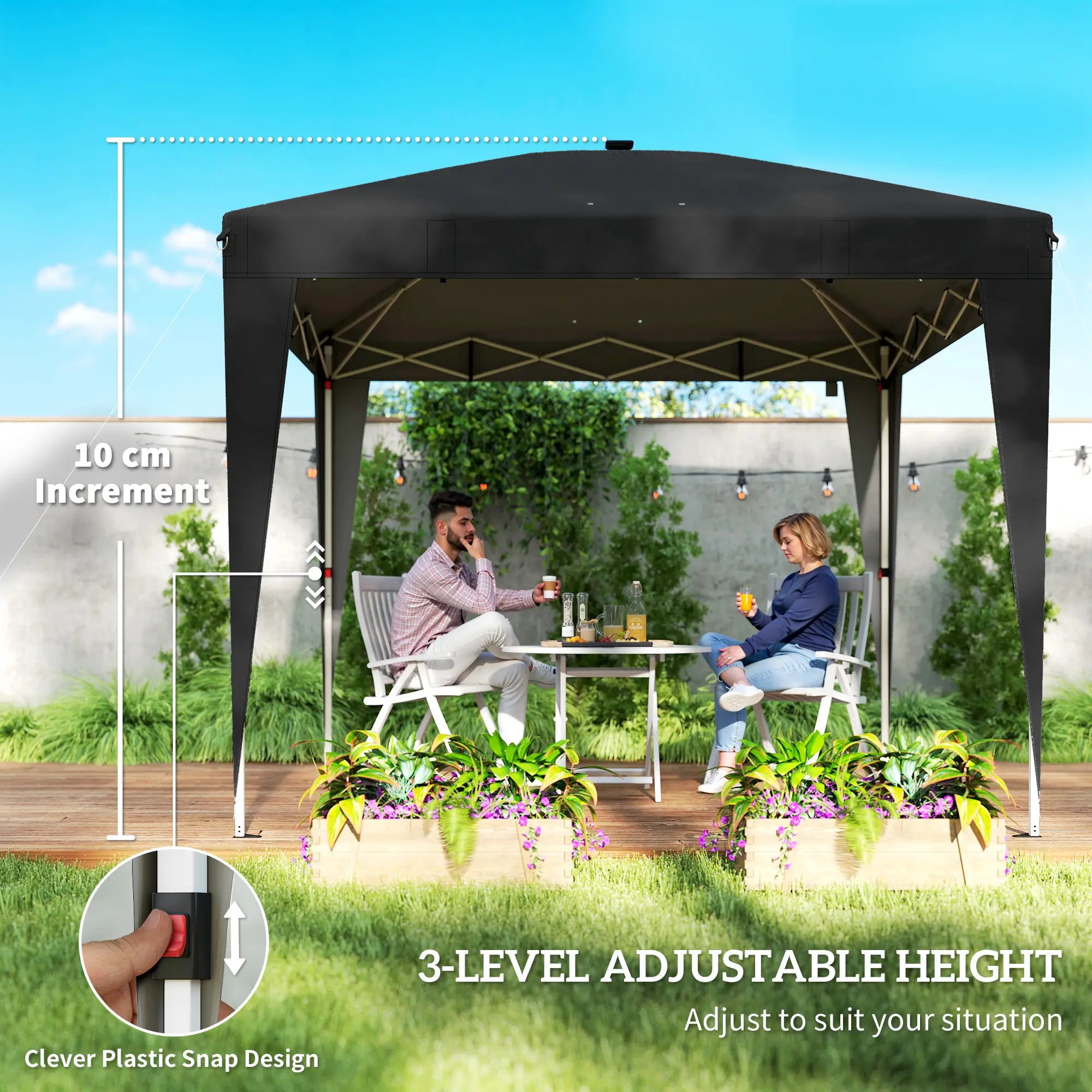 10 x 10 ft Pop Up Canopy Tent, UPF 50+ Instant Portable Shelter, Black Pop Up Canopies at Gallery Canada