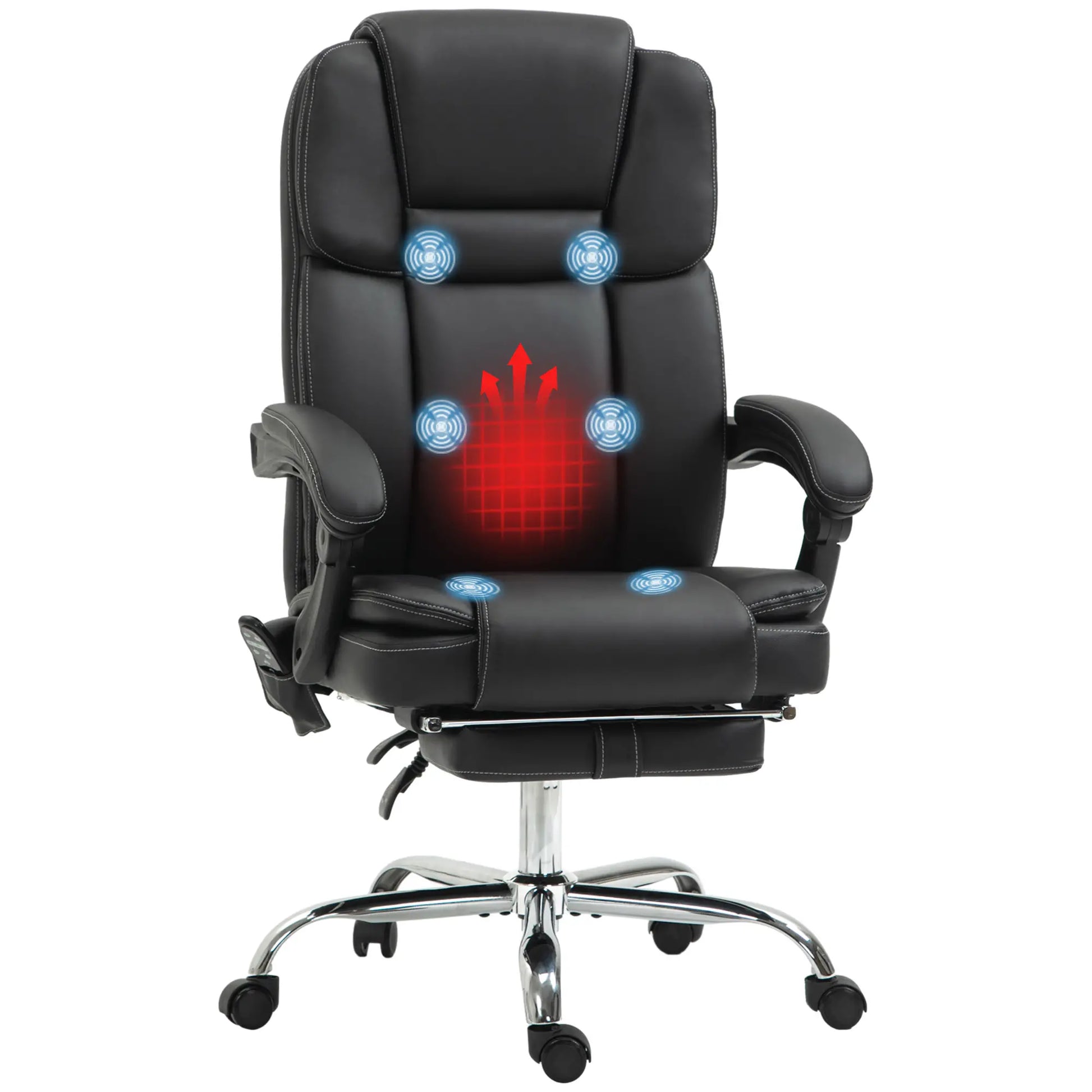 Massage Office Chair, Reclining Executive Chair with Vibration, Footrest, High Back, Black Massage Chairs Black at Gallery Canada