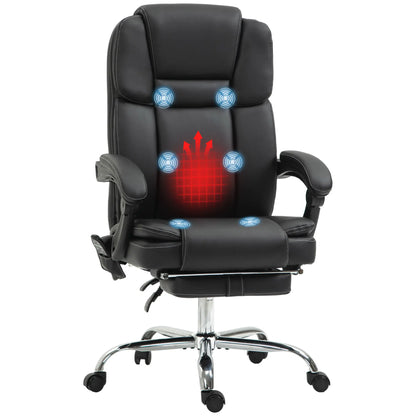 Massage Office Chair, Reclining Executive Chair with Vibration, Footrest, High Back, Black Massage Chairs Black at Gallery Canada