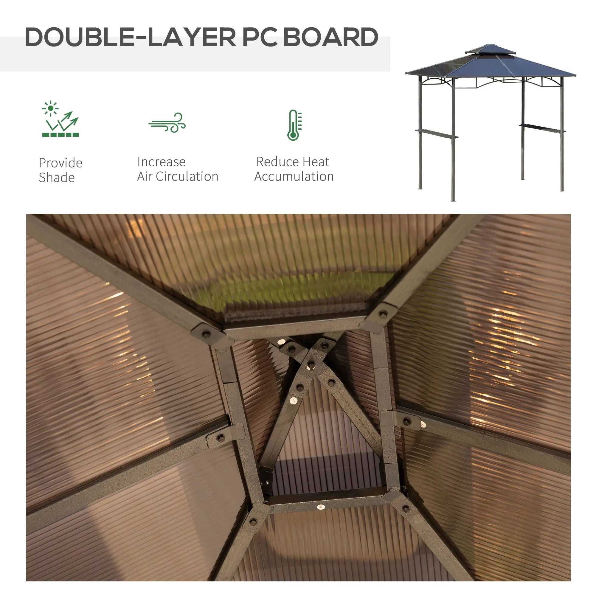 8' x 5' Hardtop Grill Gazebo, Aluminum BBQ Canopy, Outdoor With Side Shelves BBQ Grill Gazebos at Gallery Canada