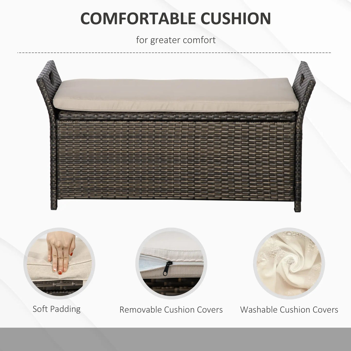 2-In-1 Outdoor PE Rattan Storage Bench, 29 Gallon, Cream Patio Storage Boxes at Gallery Canada