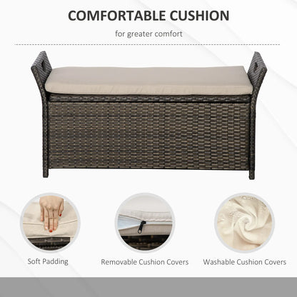 2-In-1 Outdoor PE Rattan Storage Bench, 29 Gallon, Cream Patio Storage Boxes at Gallery Canada