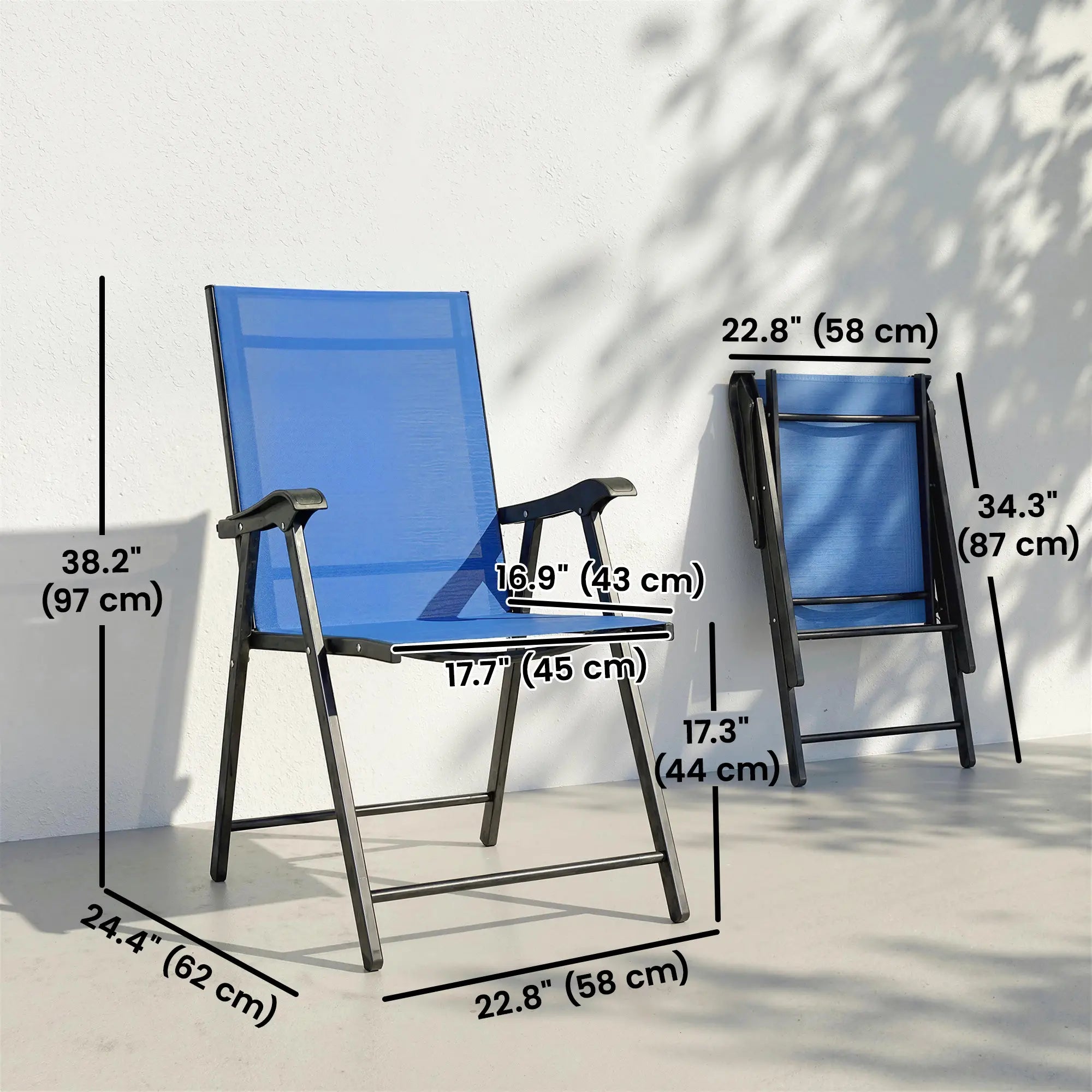 Folding Patio Chairs Set Of 2, High Back Outdoor Dining Chairs, Blue Patio Chairs at Gallery Canada