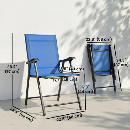 Folding Patio Chairs Set Of 2, High Back Outdoor Dining Chairs, Blue Patio Chairs at Gallery Canada