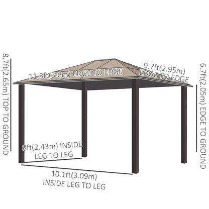 10' x 12' Hard Top Gazebo, Waterproof Canopy, Sun Shelter, Mosquito Netting Gazebos at Gallery Canada