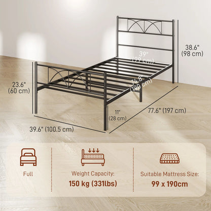 Metal Twin Bed Frame with Headboard, Steel Slat Support, Underbed Storage Bed Frames at Gallery Canada