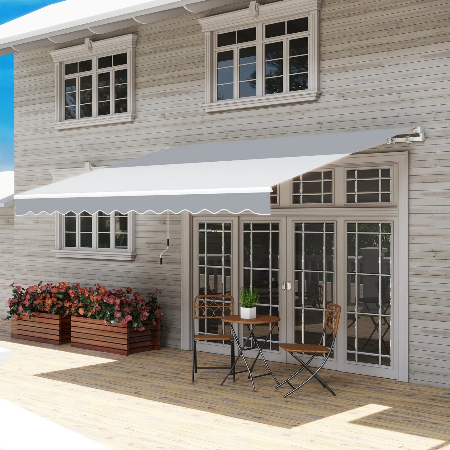 12' x 10' Retractable Awning, UV Resistant, Aluminum Frame, Grey Deck Awnings at Gallery Canada