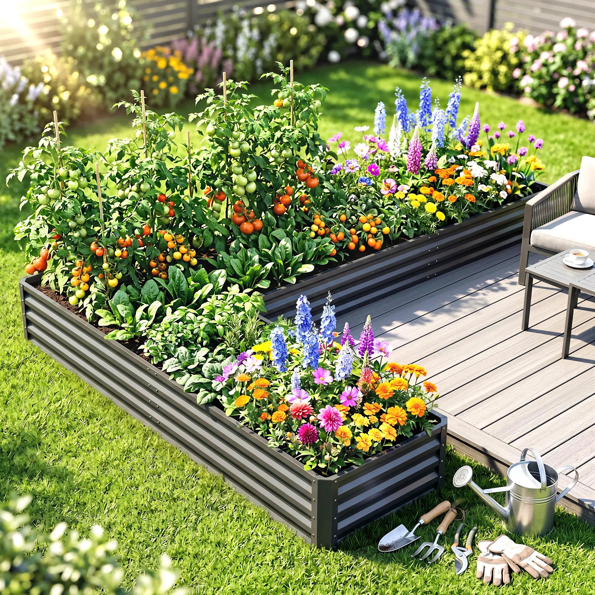 L-Shaped Raised Garden Bed, 82