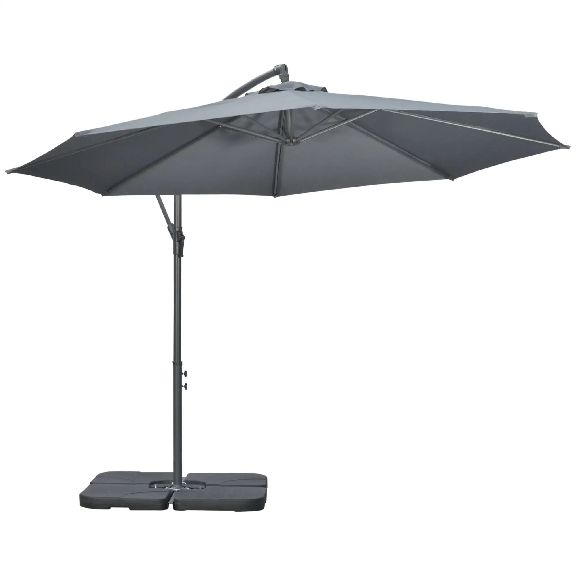 9.6ft Offset Patio Umbrella, Hanging Parasol, Crank, Dark Grey Cantilever Umbrellas Dark Grey at Gallery Canada