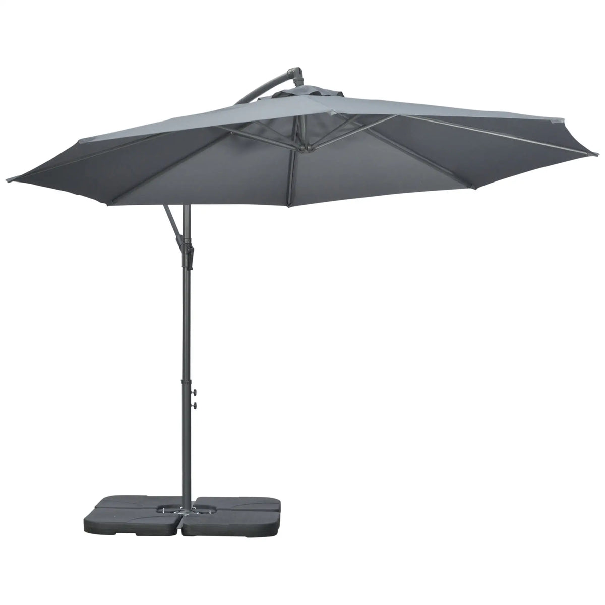 9.6ft Offset Patio Umbrella, Hanging Parasol, Crank, Dark Grey Cantilever Umbrellas Dark Grey at Gallery Canada