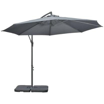 9.6ft Offset Patio Umbrella, Hanging Parasol, Crank, Dark Grey Cantilever Umbrellas Dark Grey at Gallery Canada