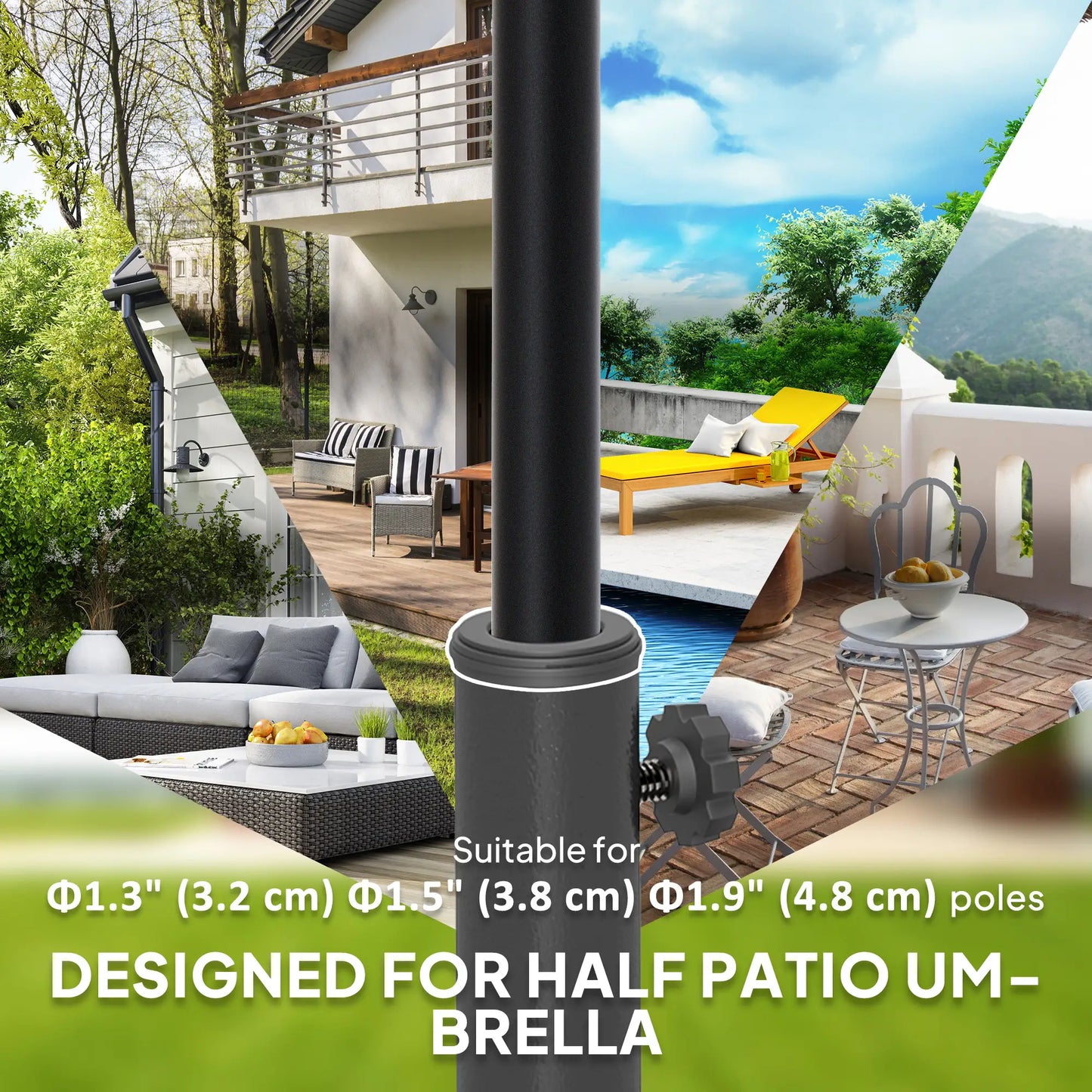 20 lbs Resin Half Parasol Base, Outdoor Umbrella Stand, Black Umbrella Bases at Gallery Canada
