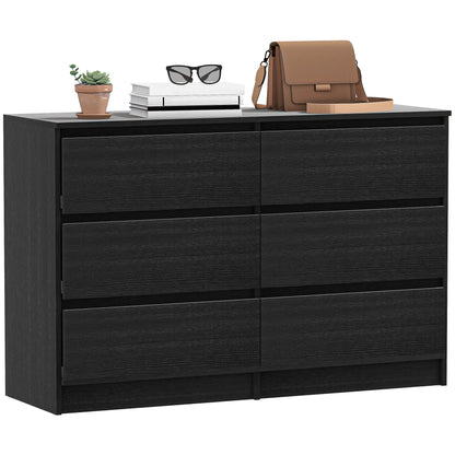 Wide 6 Drawer Dresser, Modern Clothes Storage Organizer, Black Storage Cabinets at Gallery Canada