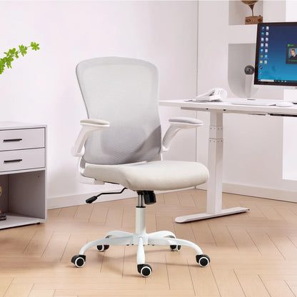Ergonomic Mesh Office Chair, 4D Lumbar Support, Flip-Up Armrests, Tilt, Grey Task Chairs at Gallery Canada