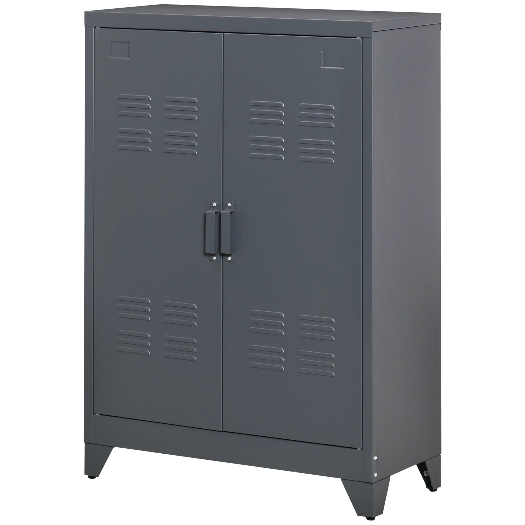Metal Storage Cabinet, 2 Louvered Doors, Adjustable Shelves, Grey Storage Cabinets at Gallery Canada