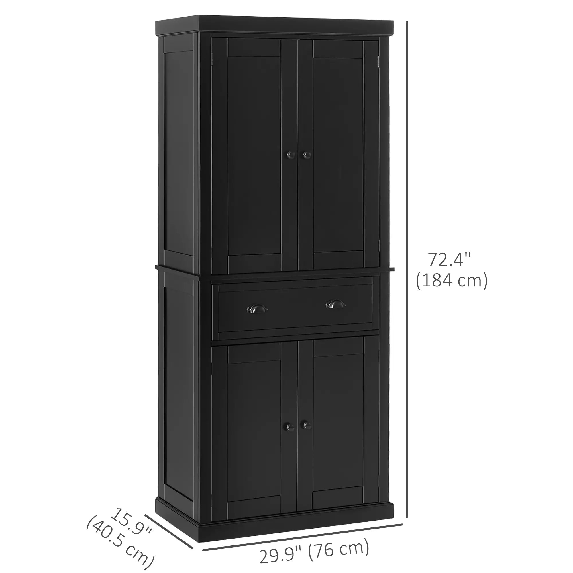 Standing Kitchen Cabinet, 2 Drawers, MDF Board, Black Kitchen Pantry Cabinets at Gallery Canada