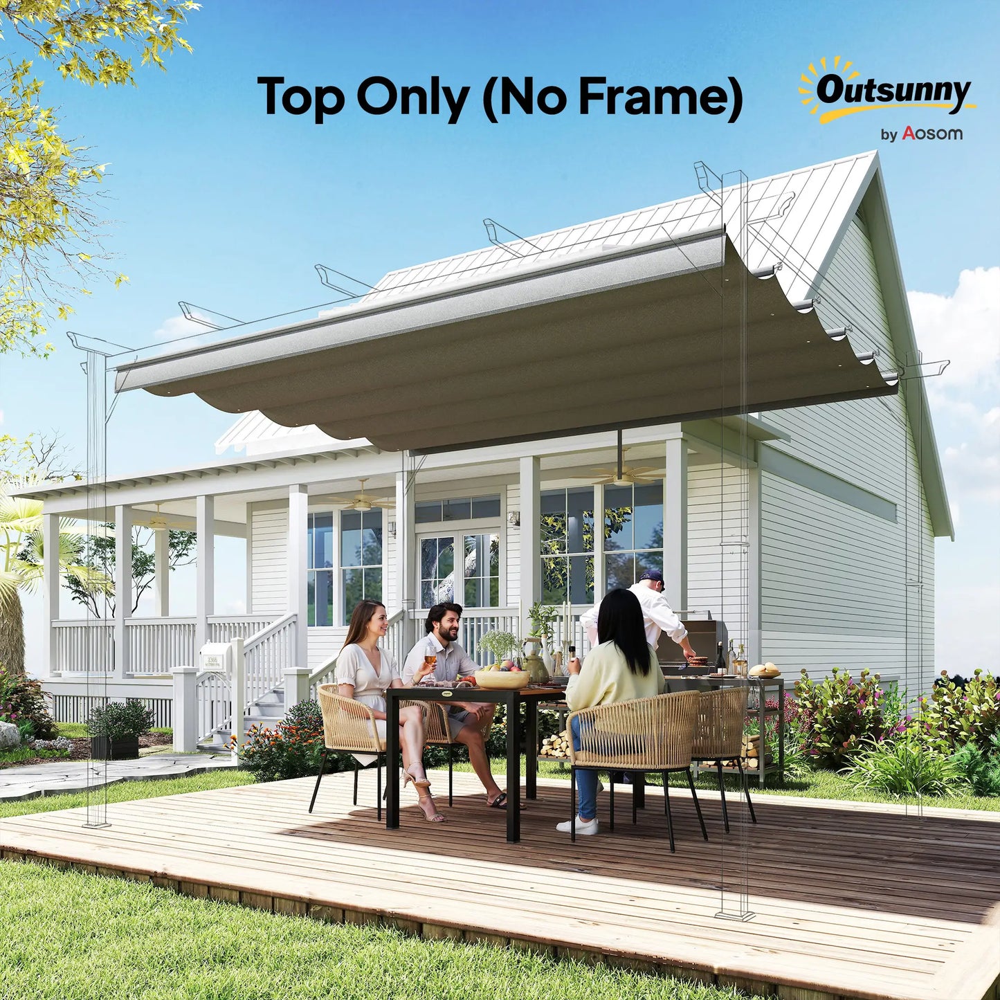 8.5' x 11.5' Pergola Canopy Replacement, Fit 10' x 13' Frame, Light Grey Gazebo Canopy Replacement at Gallery Canada