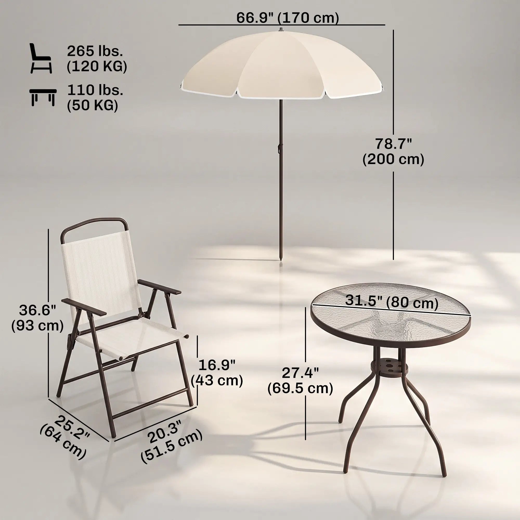 6 Piece Outdoor Dining Set For 4 With Umbrella, Cream Outdoor Dining Sets at Gallery Canada