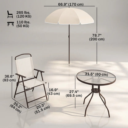 6 Piece Outdoor Dining Set For 4 With Umbrella, Cream Outdoor Dining Sets at Gallery Canada