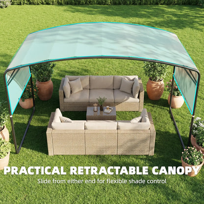 10' x 13' Retractable Pergola Canopy, Outdoor Metal Gazebo Sun Shade, Khaki Pergolas at Gallery Canada