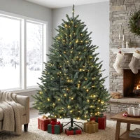 6Ft Prelit Christmas Tree, Warm White & Multi-Colour LEDs, Colorado Blue Spruce