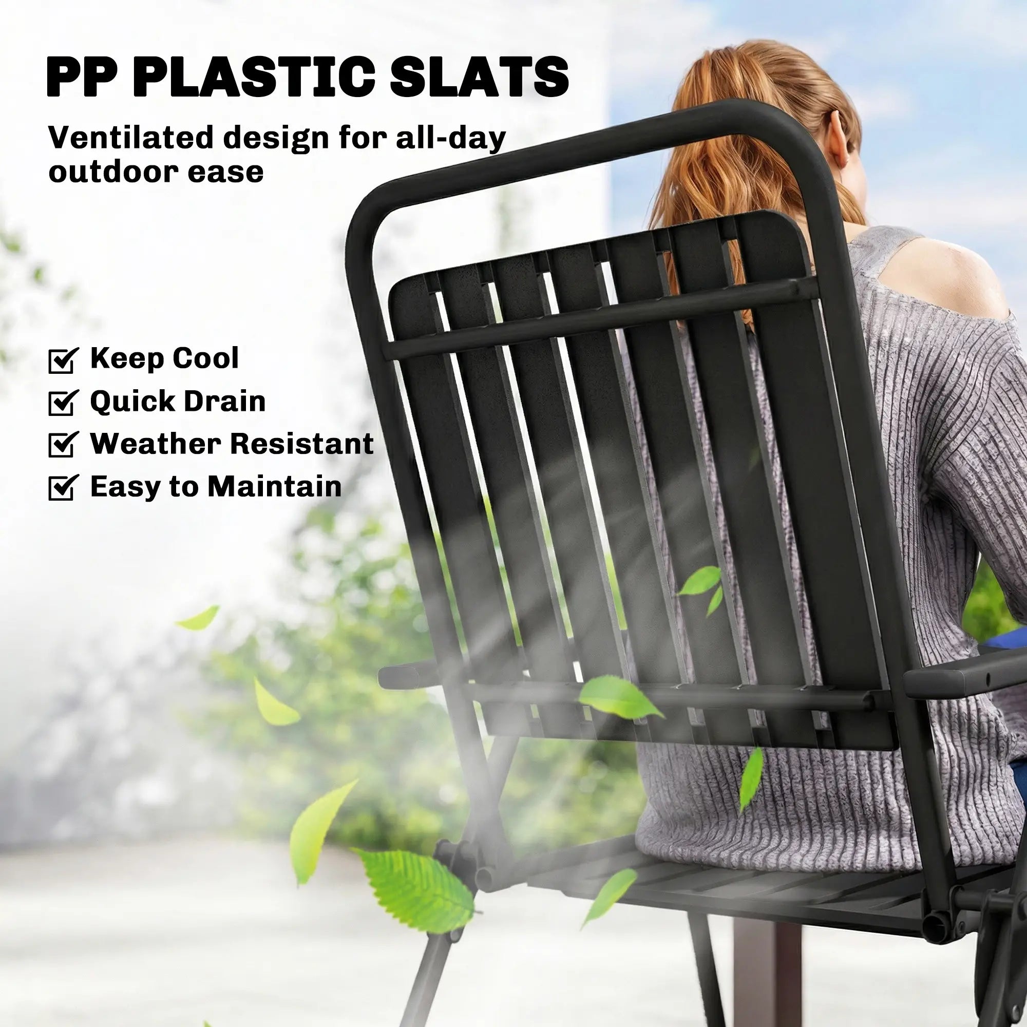 Folding Garden Chairs, Set Of 4, Steel Frame With Armrests, Black Patio Chairs at Gallery Canada