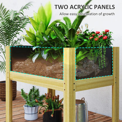 Wooden Raised Garden Bed, Acrylic Panels, Drainage Holes, 29.5" x 18.1" x 23.8" Raised Garden Beds at Gallery Canada