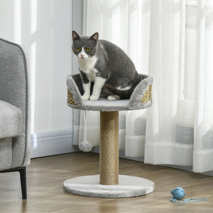 Cat Tree with Scratching Post, Toy Ball, Perch, 16" x 16" x 19", Grey Cat Trees at Gallery Canada