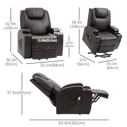 Power Lift Recliner Chair, PU Leather, Remote Control, Brown Electric Power Lift Chairs at Gallery Canada