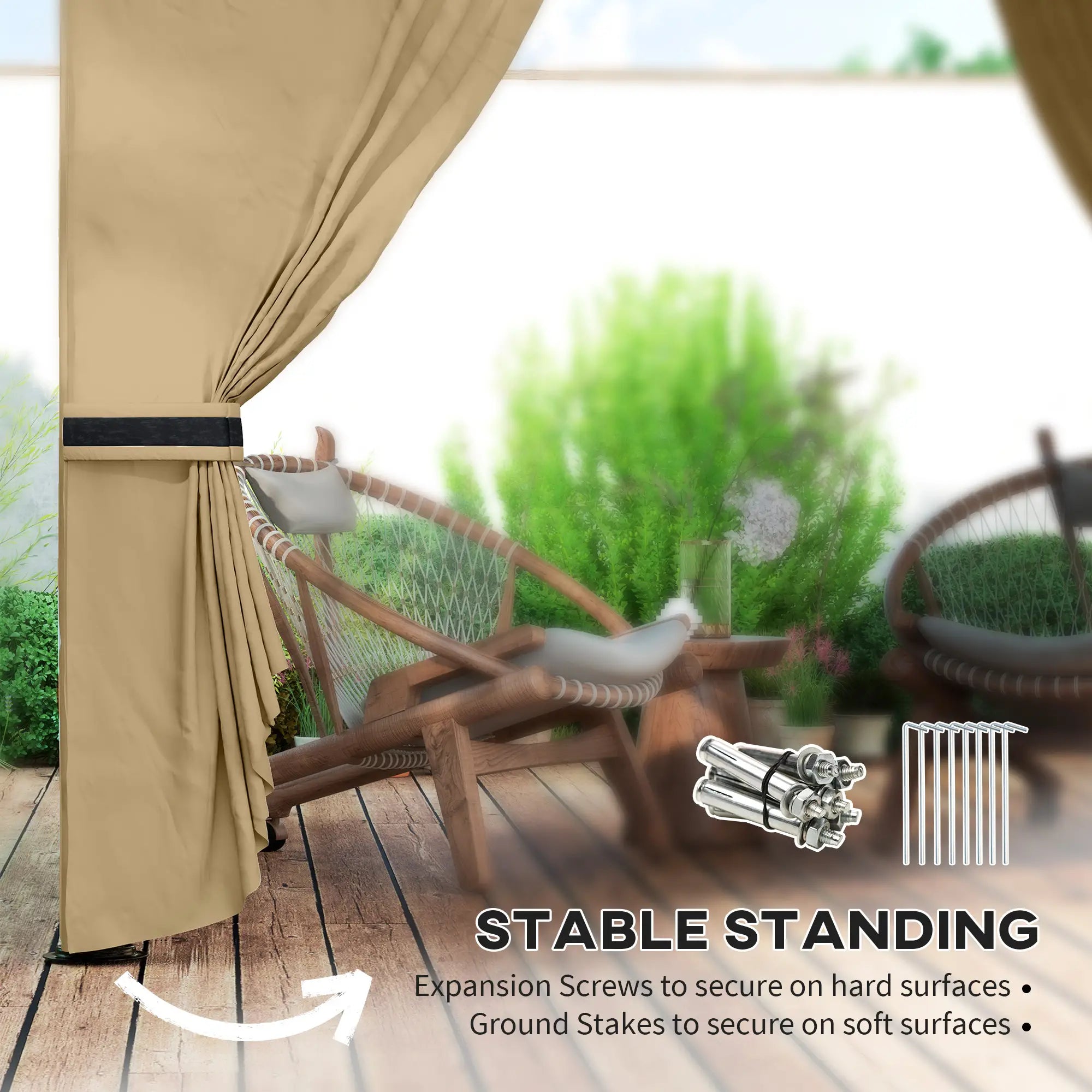 11' x 11' Outdoor Gazebo, Double Roof, Galvanised Steel Frame, Beige Gazebos at Gallery Canada