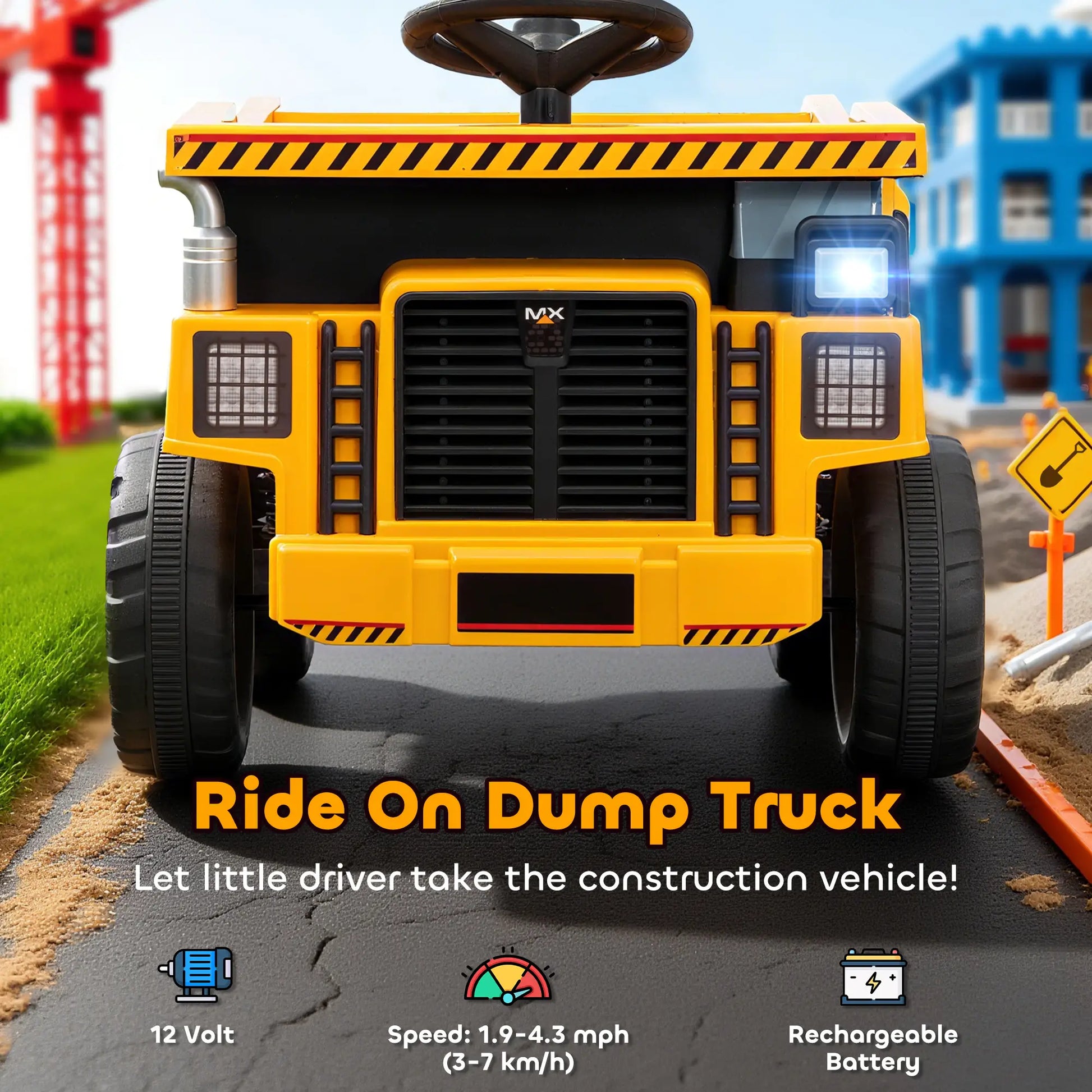 Kids Electric Car, Ride On Dump Truck, 12V, Yellow Toy Excavators at Gallery Canada