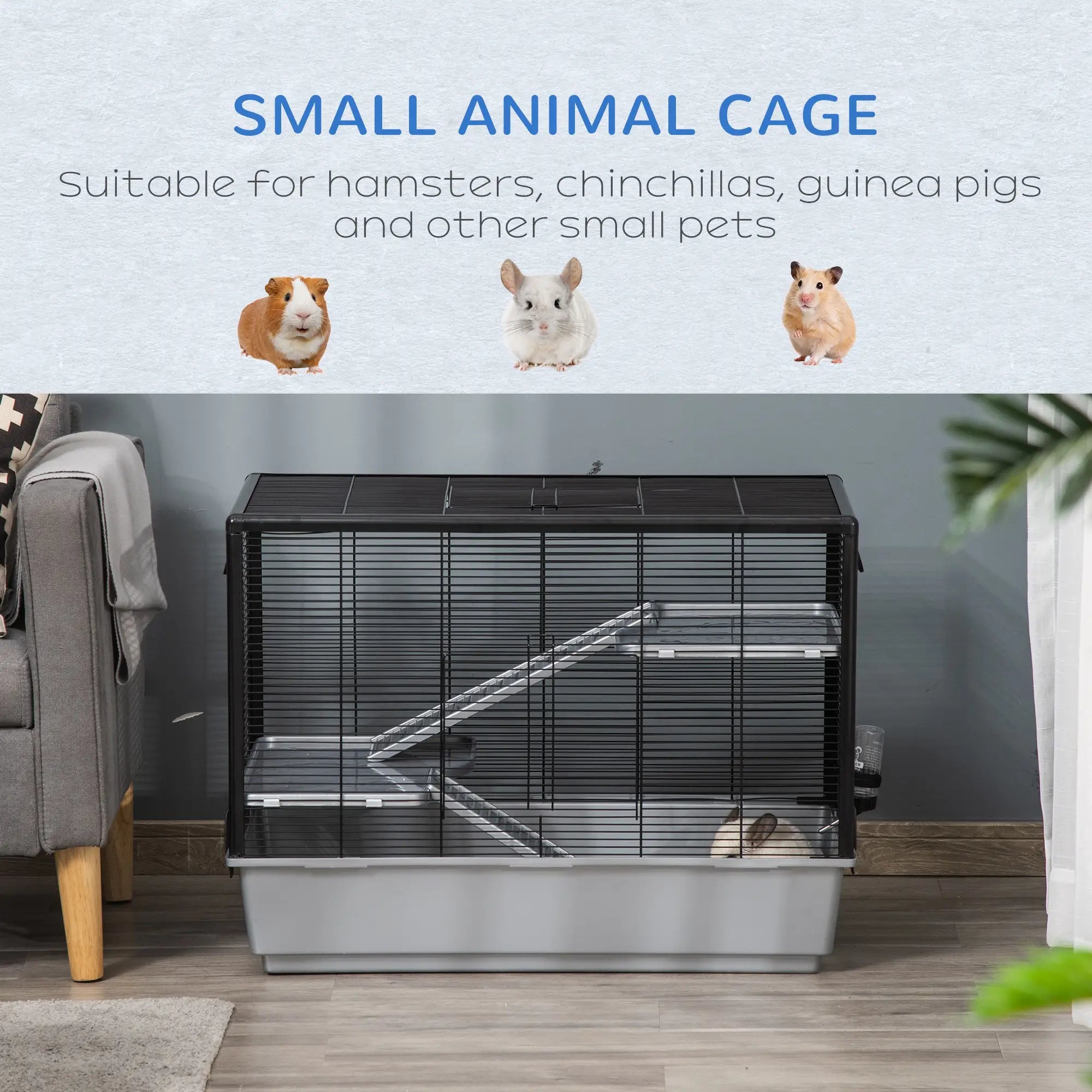 3-Tier Hamster Cage, Guinea Pig Cage, 31.5