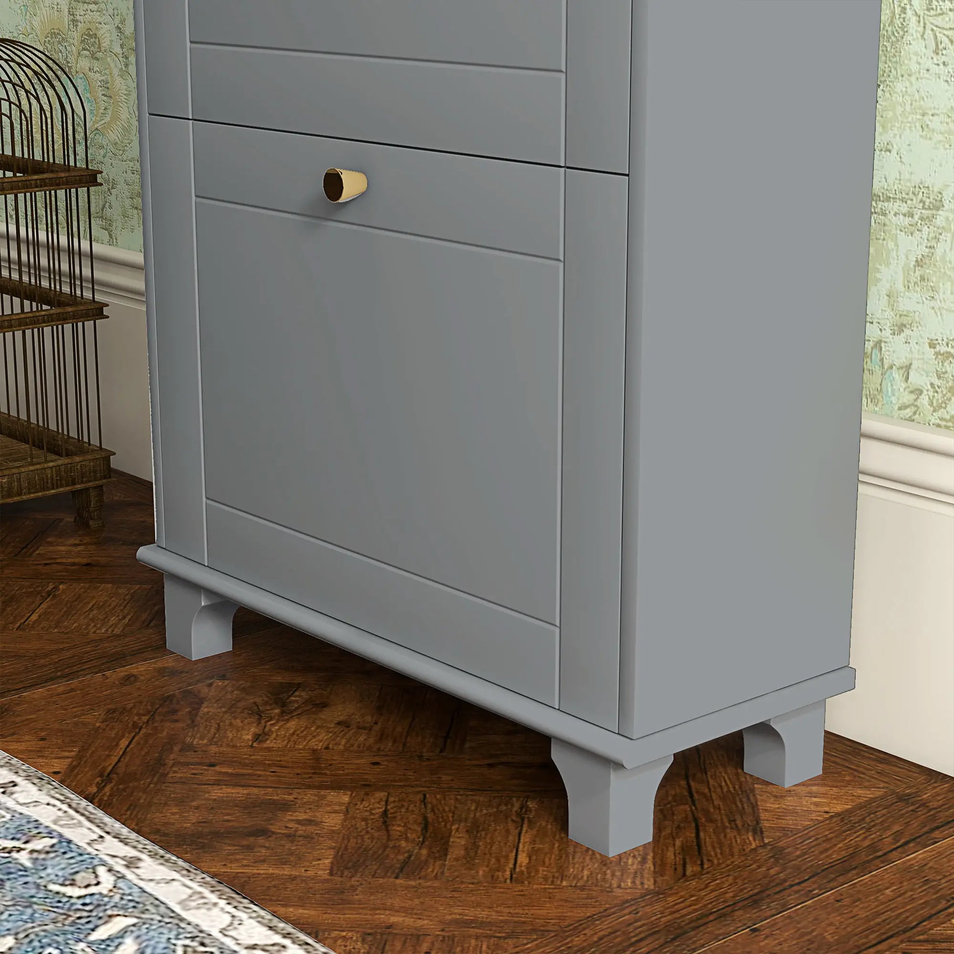 Slim Shoe Storage, 2 Flip Drawers, Adjustable Shelves, 8 Pair, Grey Shoe Storage Cabinets & Racks at Gallery Canada