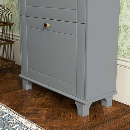 Slim Shoe Storage, 2 Flip Drawers, Adjustable Shelves, 8 Pair, Grey Shoe Storage Cabinets & Racks at Gallery Canada