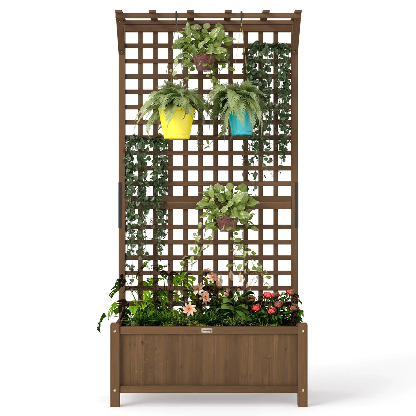 Wood Planter With Trellis, Raised Garden Bed, Privacy Screen Wooden Planter Boxes Coffee at Gallery Canada