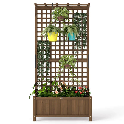 Wood Planter With Trellis, Raised Garden Bed, Privacy Screen Wooden Planter Boxes Coffee at Gallery Canada