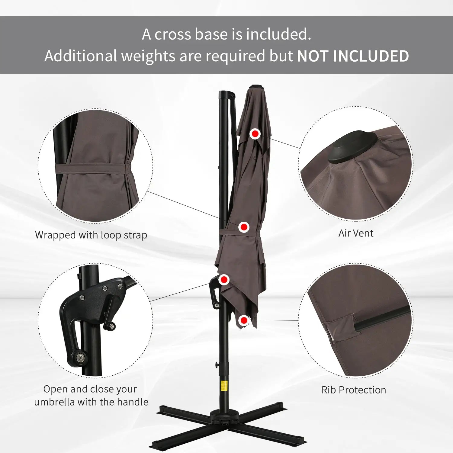 8'x8' Square Patio Hanging Offset Umbrella, Light Brown Offset Cantilever Umbrellas at Gallery Canada