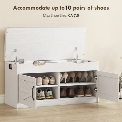 Shoe Storage Bench, 2-Tier Cabinet, Flip-Top, Padded Cushion, White Shoe Storage Cabinets & Racks at Gallery Canada