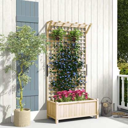 Wood Planter with Trellis, Raised Garden Bed, Privacy Screen, Natural Wood Raised Garden Beds at Gallery Canada