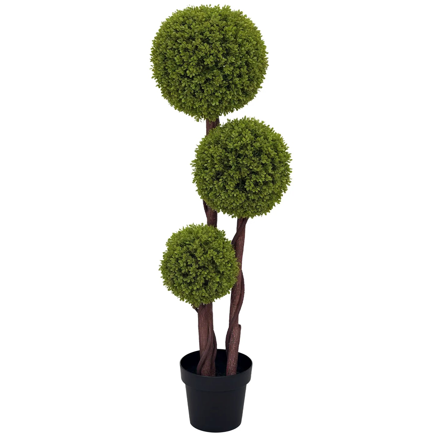 4FT Artificial Boxwood Topiary Tree, Triple Ball, Indoor Outdoor, Green Artificial Trees at Gallery Canada