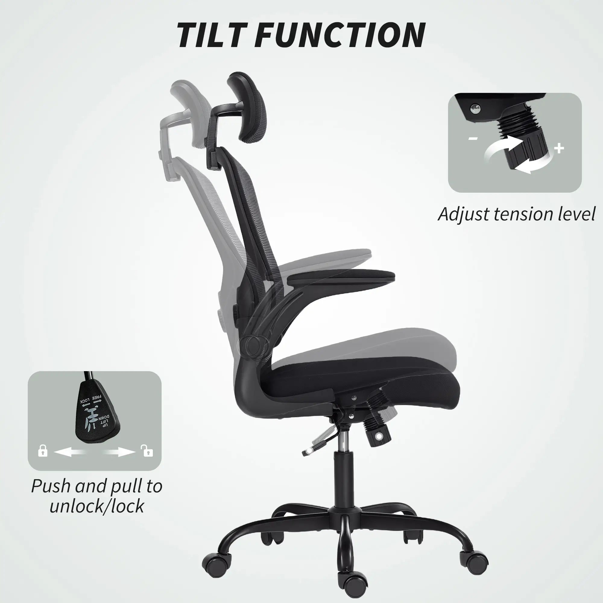Ergonomic Office Chair, Mesh Desk Chair, Adjustable Headrest, Lumbar Support, Black Task Chairs at Gallery Canada