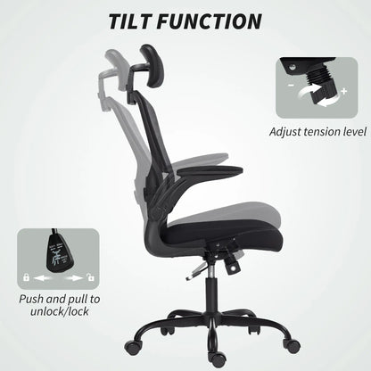 Ergonomic Office Chair, Mesh Desk Chair, Adjustable Headrest, Lumbar Support, Black Task Chairs at Gallery Canada